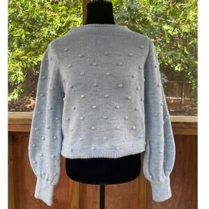 Cupcake Clothing LTD Light Blue Flare Sleeve Pom Pom Sweater Size S